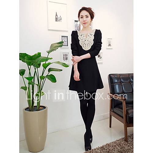 Womens Korean Style Simple Design Silk Floral Hemline Lady Dress