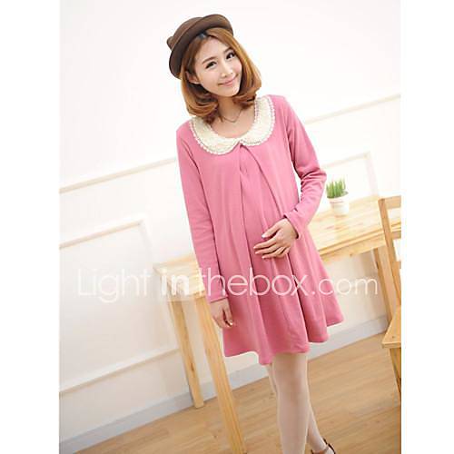 Maternity Lapel Loose Fit Long Sleeve Mini Dress