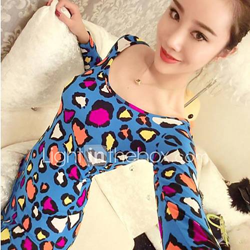Womens Mix Color Sexy Long Sleeve Leopard Bodycon Dress (3 Color)