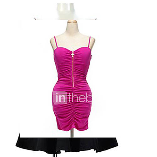 Nishang Sexy Nightclub Condole Zipper Fold Pack Hip Dress(Fuchsia)