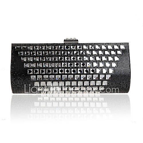 Jiminy Womens European Top Grade Diamonade Evening Clutch Bag(Black)