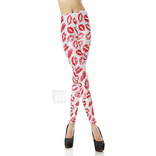 Elonbo Sexy Lips Style Digital Painting Tight Women Leggings