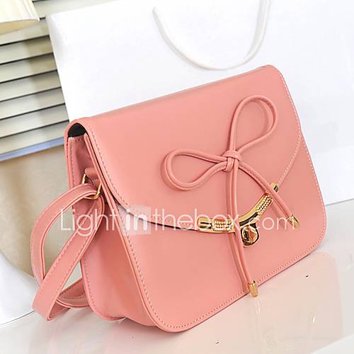 Daidai Womens Lovely Lace Up Solid Color Pink Shoulder Bag