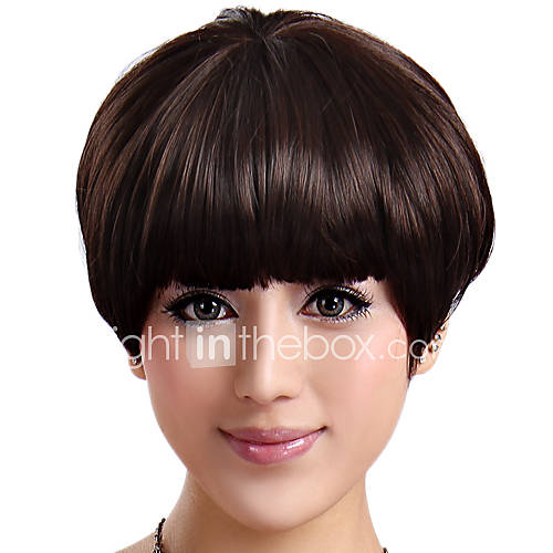 Capless Short High Quality Synthetic Straight Brown BOb Hair Wigs Full Bang