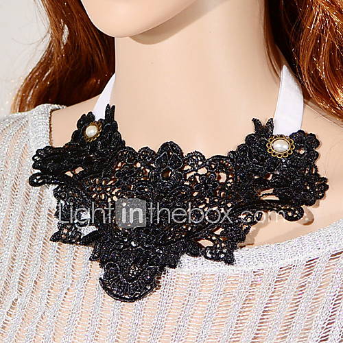 OMUTO Lace Grace Fashion Short Collar Necklace (Black)