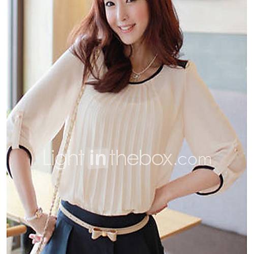 BeiYan Womens Korean Simple Sweet Chiffon Shirt(White)