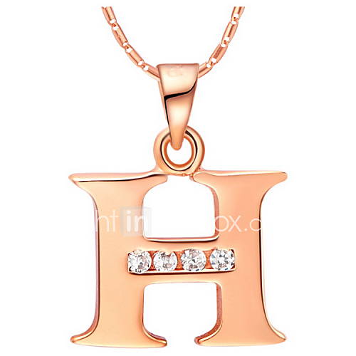 Fashion H Logo Alloy Womens Necklace With Rhinestone(1 Pc)(Gold,Silvery)