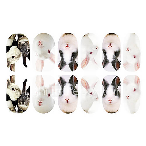 12PCS Pet Rabbit Pattern Luminous Nail Art Stickers