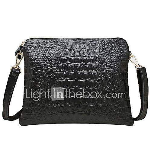 Womens Fashion Crocodile Pattern Messenger Handbag Genuine Leather