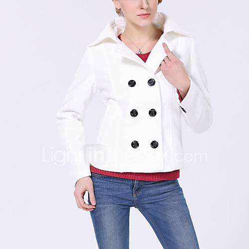 Womens Slim Short Tweed Long Sleeve Coat