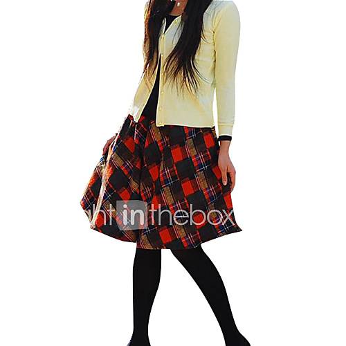 Womens Plaid Wool Casual Middle Woman Skirts