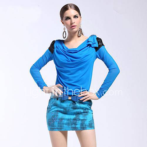 Womens Scarf Collar Chiffon Long Sleeve Dress