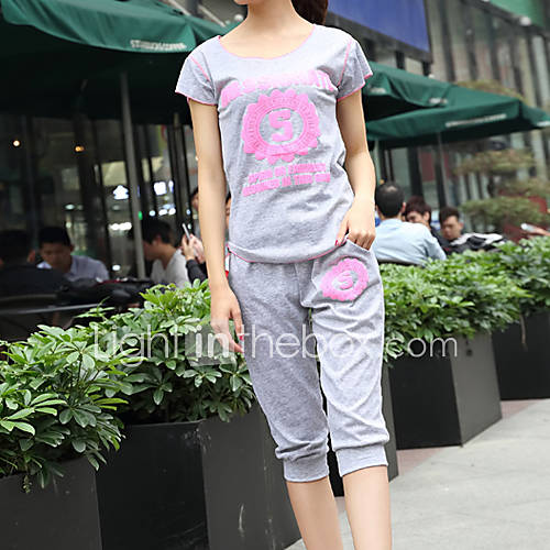 BeiYan Womens Simple Print Short Sleeve Sport Suit (Screen Color)