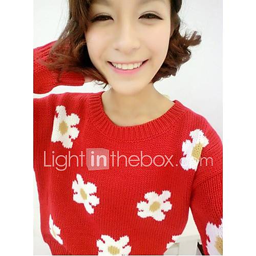 Rxhx Lady Flower Round Knit Coat (Red)