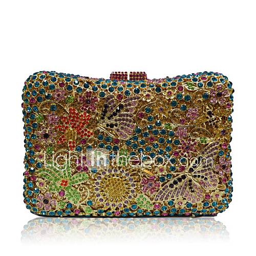 Women Fashion Butterfly and Flowers Full Rhinestones/Diamonds Evening Handbags/ Clutches