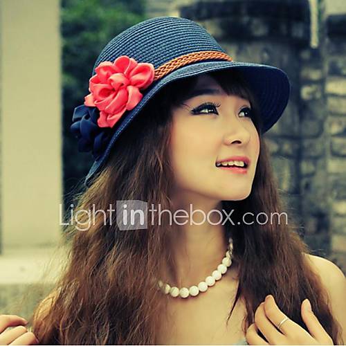 Womens Flowers Straw Fashion Sun Hat