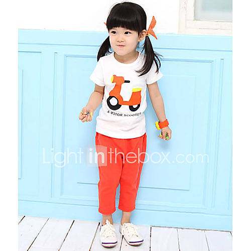 Girls Lovely Motorcycle Print Clothing Sets