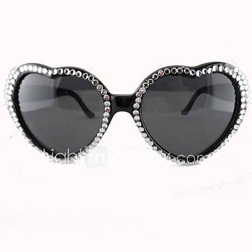 Unisex Punk Heart Shape Frame Shining Crystals Rayban Sunglasses