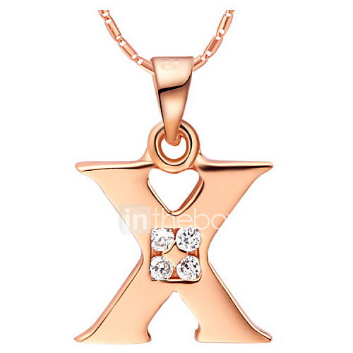 Fashion X Logo Alloy Womens Necklace With Rhinestone(1 Pc)(Gold,Silvery)