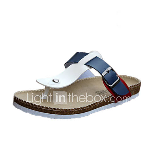 Leatherette Mens Flat Heel Flip Flops Sandals Shoes(More Colors)