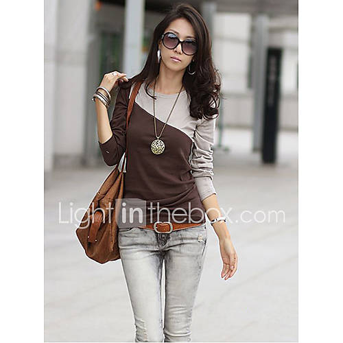 Womens Special Design Color Matching Slim Base Shirt