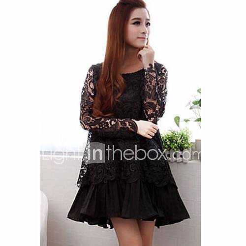 Maternity Round Collar Lace Chiffon Pleated Blouse