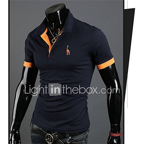 HKWB Casual Big Size Short Sleeve Polo Shirt(Navy Blue)