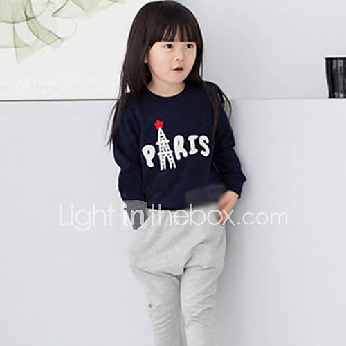 Girls Pertty Tower Print Long Sleeve Clothing Sets