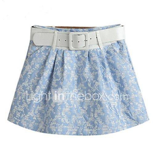 Womens Summer Sun Sky Blue Priting Cute Sexy Mini Skirt(Belt Included)