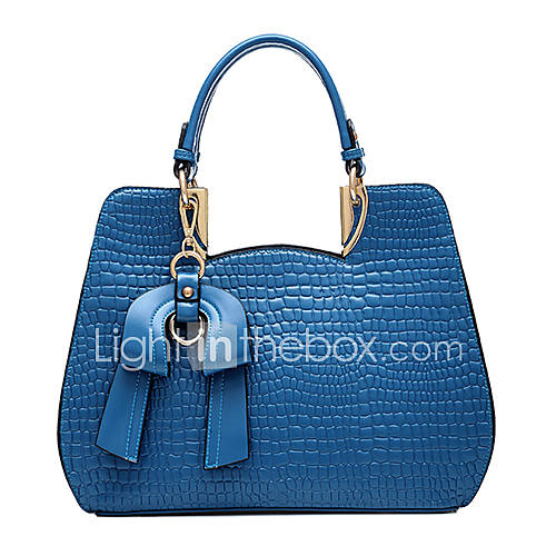 Miyue Crocodile Bowknot Tote(Blue)