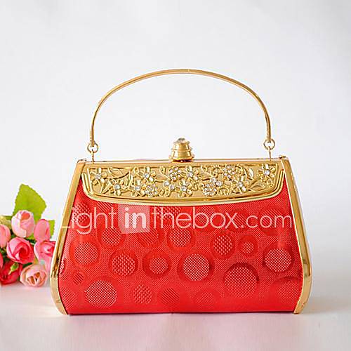 Womens Metal diamond evening bag red handbag(lining color on random)