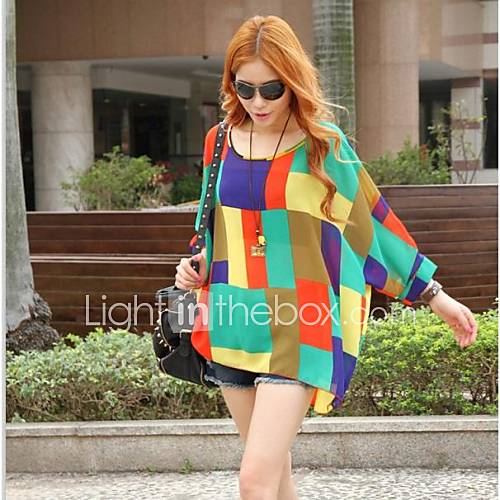 Womens Bat Sleeve Loose Chiffon Blouse