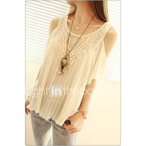 Womens Chiffon Falbala Short Sleeves Blouse