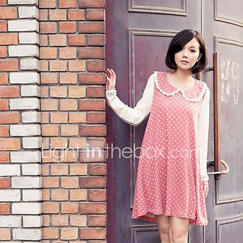 Maternity Doll Collar Point Long Sleeve Above Knee Dress