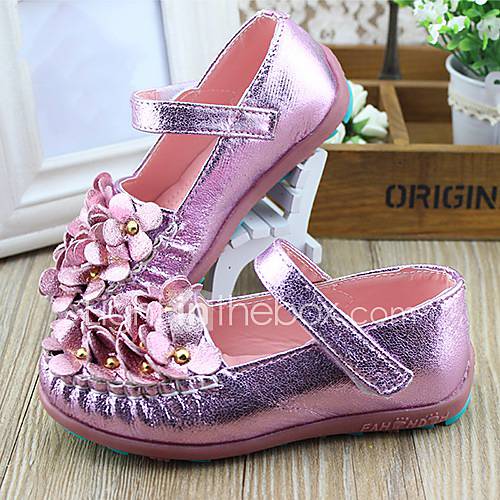 GirlS Silver Pink Flowers And Gluing In Spring Skid Shoes