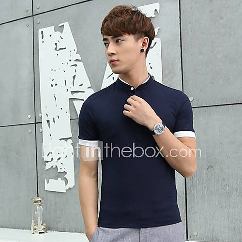 Senyue Mens Korean Slim Fit Short Sleeve T Shirt (Blue)