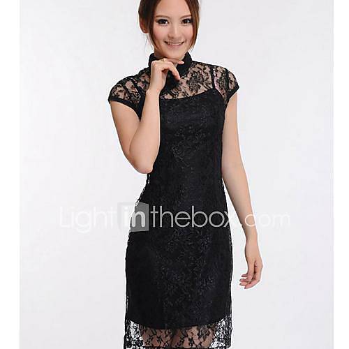 Womens Collar Bud Silk with Short Sleeves The Chinese Dress