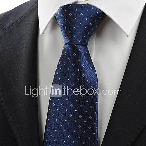 Tie Green Checked Pattern Navy JACQUARD Mens Tie Necktie Formal Suit Gift