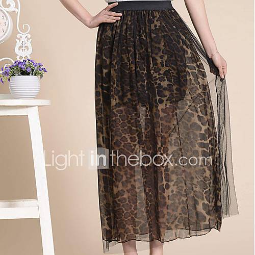 Womens Leopard Chiffon And Organza Skirt