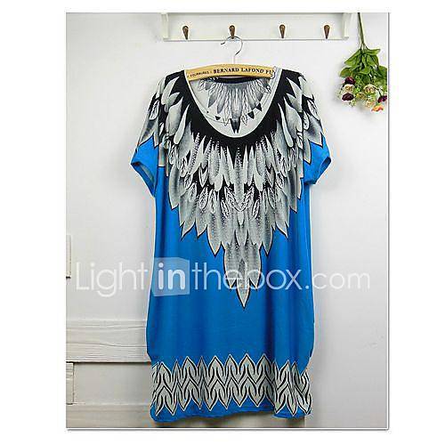 Womens Retro Loose Leaves Flowers Drills Very Crystal Ma Dress with Short Sleeves