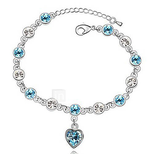 Xingzi Womens Charming Blue Crystal Dangling Link Bracklet