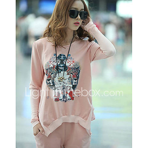 Rxhx Fashion Sport Print Sweater Suits (Pink)