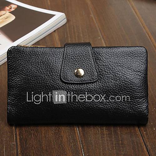 Womens Genuine Grain Leather Vintage Coin Purse Linning Color on Random