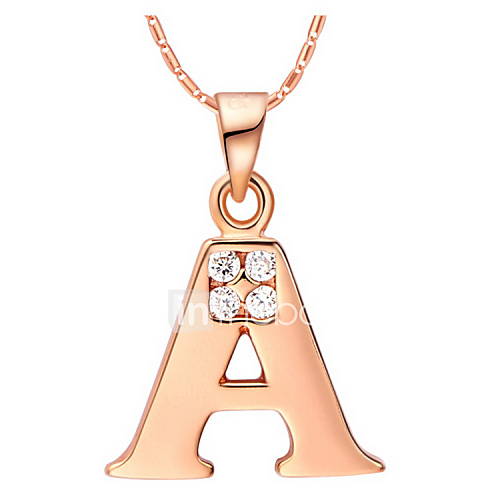 VintageA Logo Alloy Womens Necklace With Rhinestone(1 Pc)(Gold,Silvery)