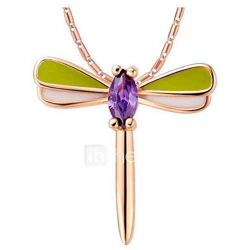 Fashion Dragonfly Shape Golden Alloy Womens Necklace With Rhinestone(1 Pc)