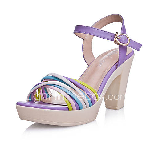 XNG 2014 New Sweet Thick Heel Waterproof Colorful Sandals (Purple)