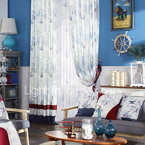 (One Pair) Neoclassical Minimalist Nautical Pattern Energy Saving Curtain