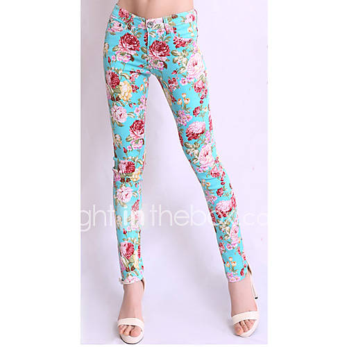 TS Simplicity Floral Print Slim Cut Elasticity Pencil Pants