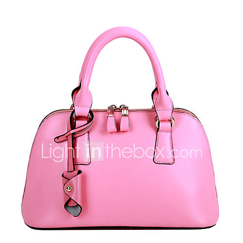 Global Freeman Womens Fashion Free Man Simple Solid Color Leather Shell Bag(Pink)