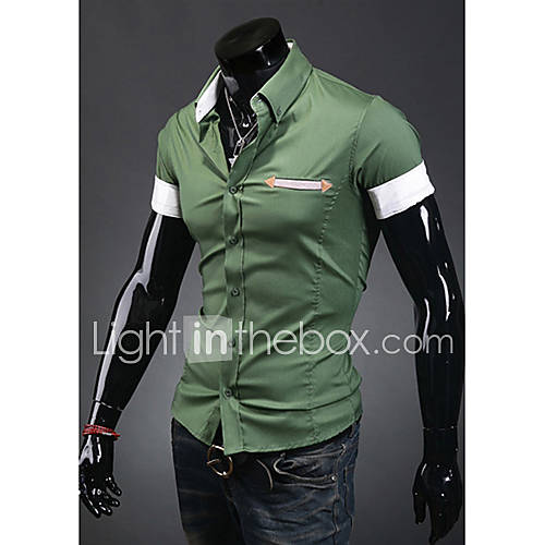Midoo Stand Collar Short Sleeved Shirt(Green)